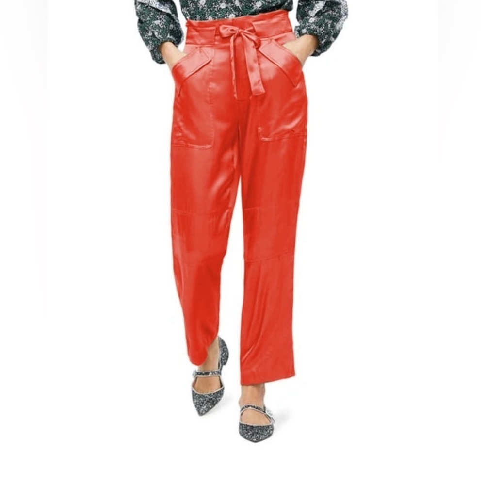 J. Crew Drapey Tie-Waist Cargo Pant Rustic Brick Size 14 NWT